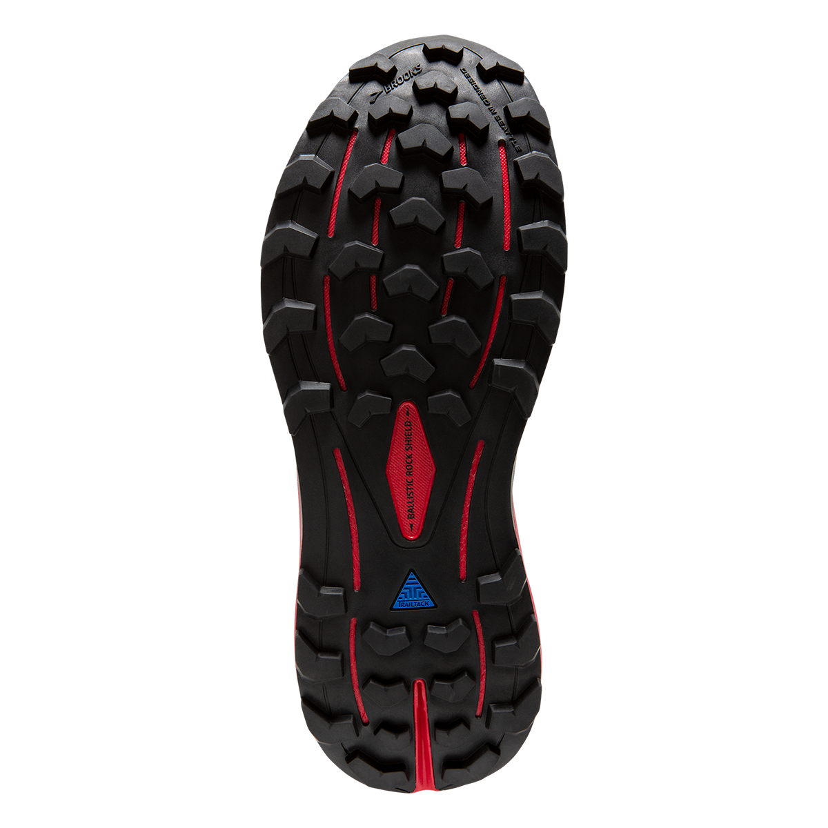 Brooks Cascadia 16 Sassquatch — Black - Grey - Red — Size B — Width 9 — Top View