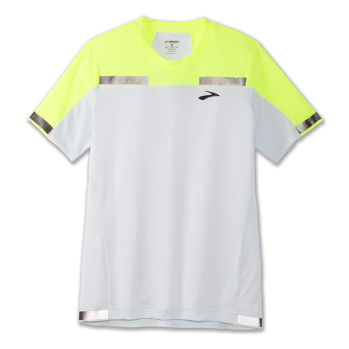 Brooks Carbonite Shortsleeve — Icy Grey - Nightlife Jacquard — Size Small — Top View