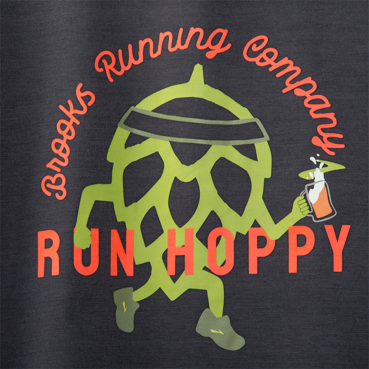 Brooks Run Hoppy Shortsleeve — Asphalt — Size Large — Detail View