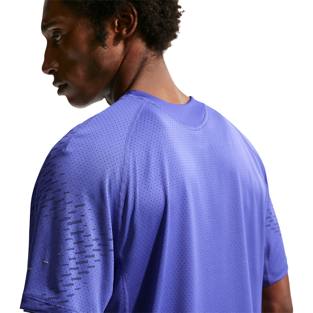Nike Dri-FIT ADV Short-Sleeve Running Top — Lapis - Deep Royal Blue - Reflective Silver — Size Small — Detail View