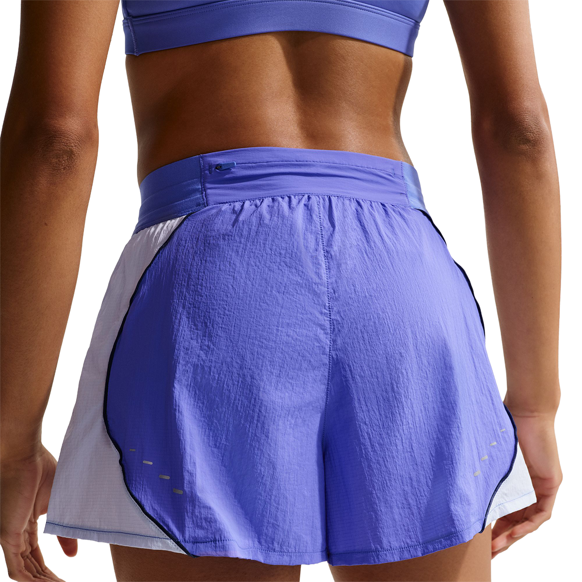 Nike Repel High-Waisted Brief-Lined Running Shorts — Sapphire - Hydrogen Blue - Reflective Silver — Size XSmall — Detail View