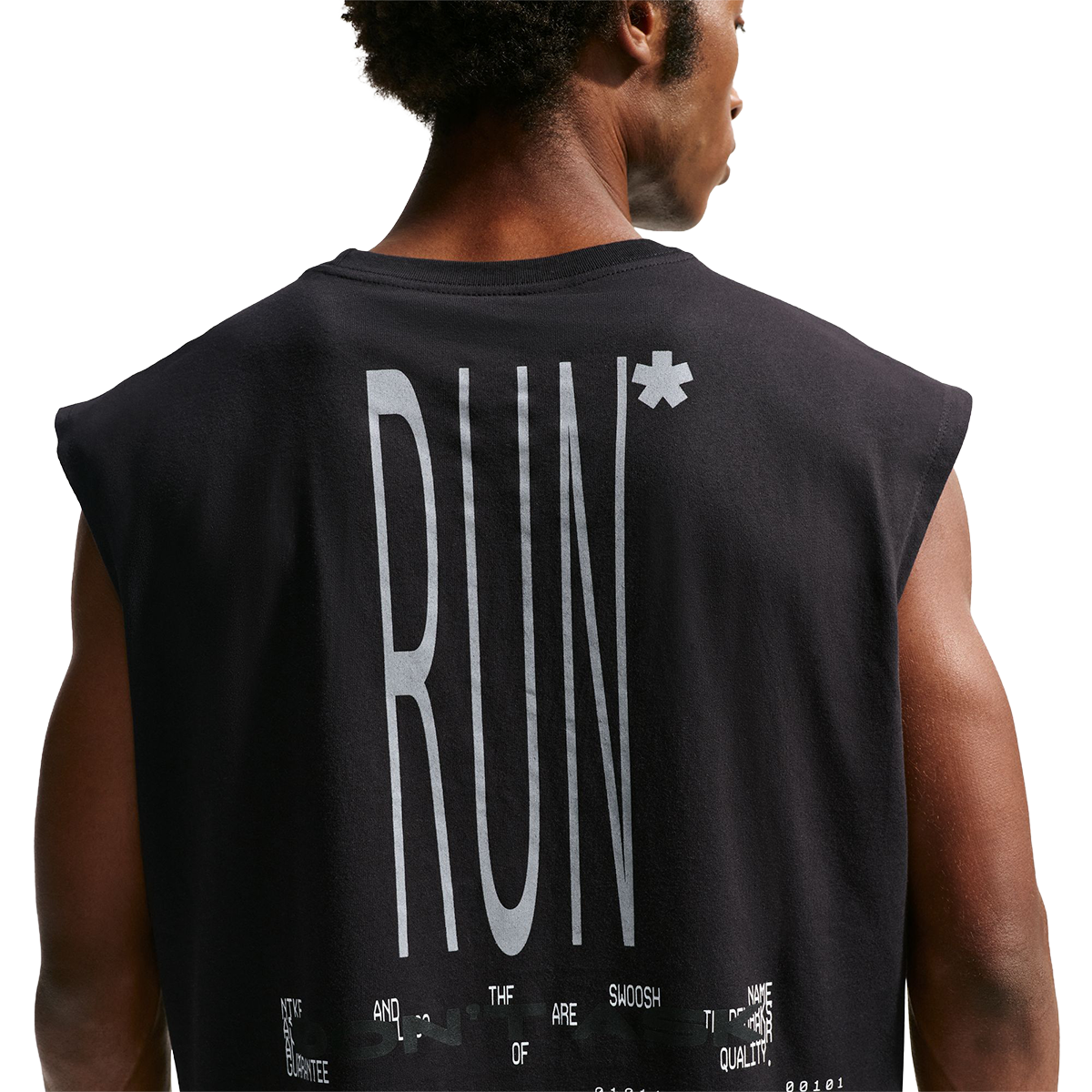 Nike Loose Sleeveless Running T-Shirt — Black — Size Small — Top View
