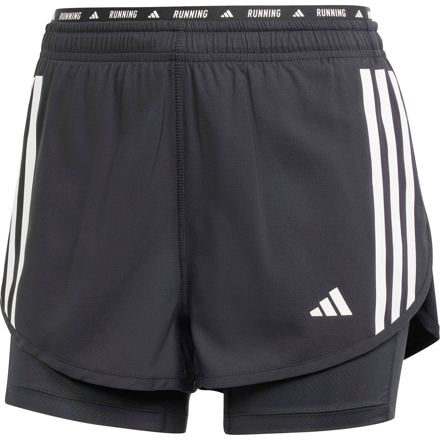 adidas Own The Run 3 Stripes 2 in 1 Womens Running Shorts - Black