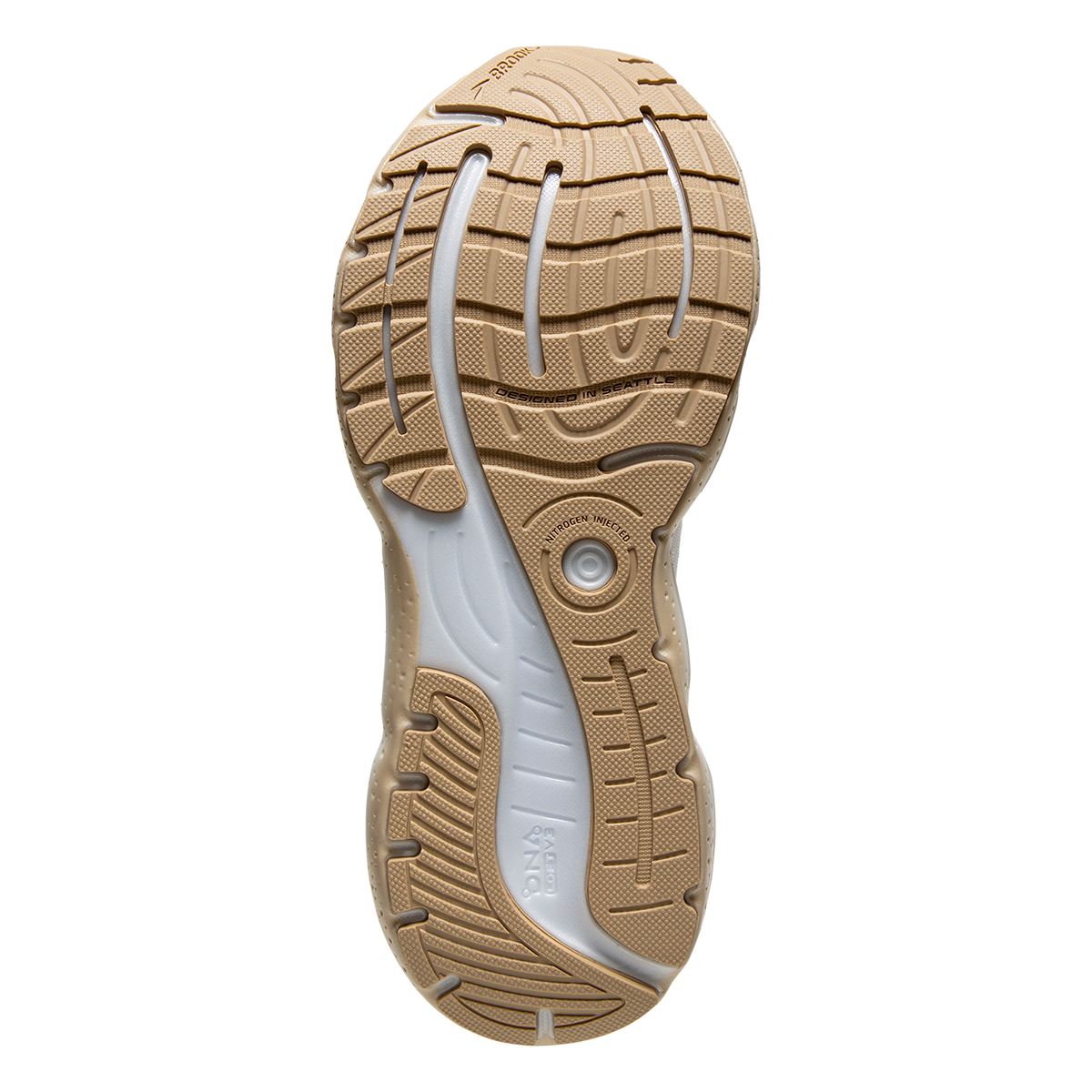 Brooks Glycerin StealthFit 20 Khaki — White - Khaki — Size B — Width 7 — Top View