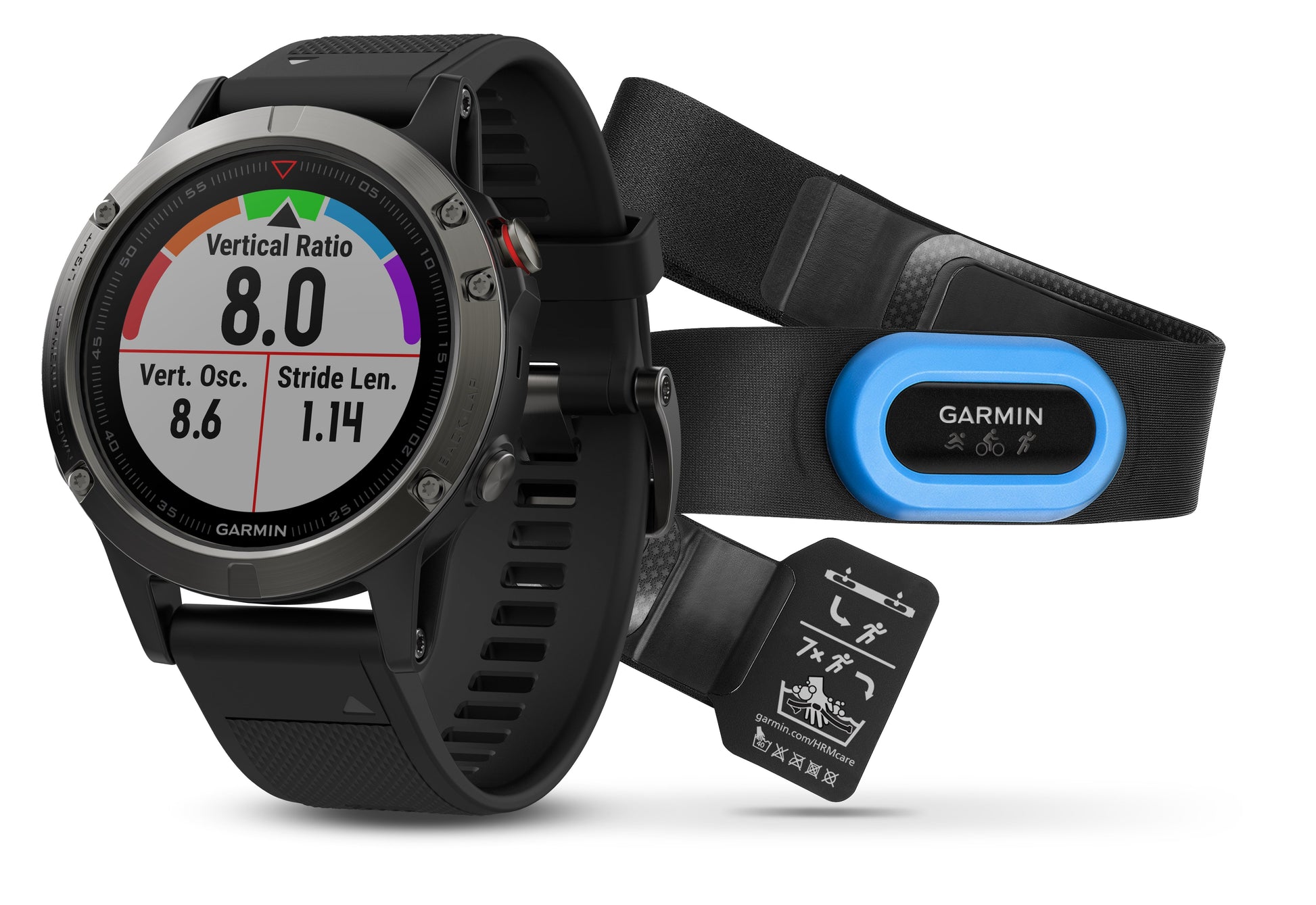 Garmin Fenix 5 Performer — Black — Size bundle — Front View