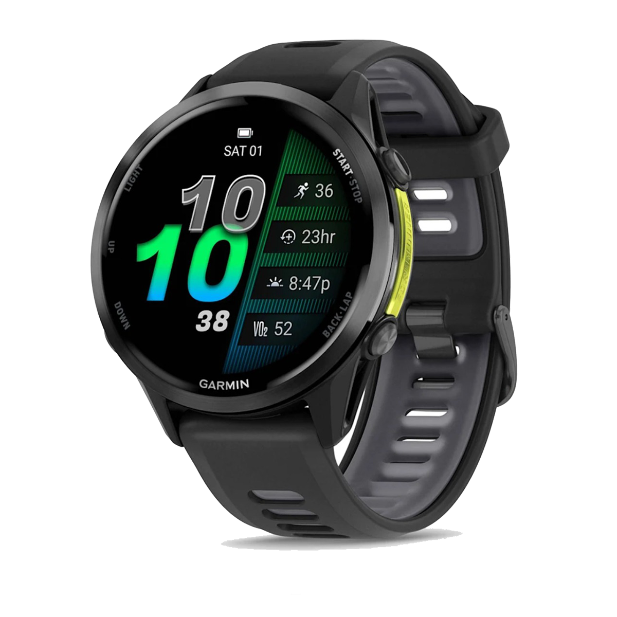 Garmin Forerunner 970 — Carbon Gray - Translucent Whitestone — Front View