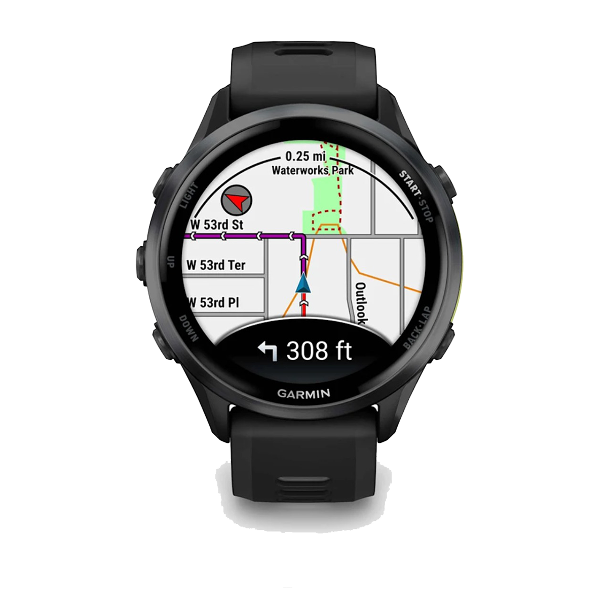 Garmin Forerunner 970 — Carbon Gray - Translucent Whitestone — Side View