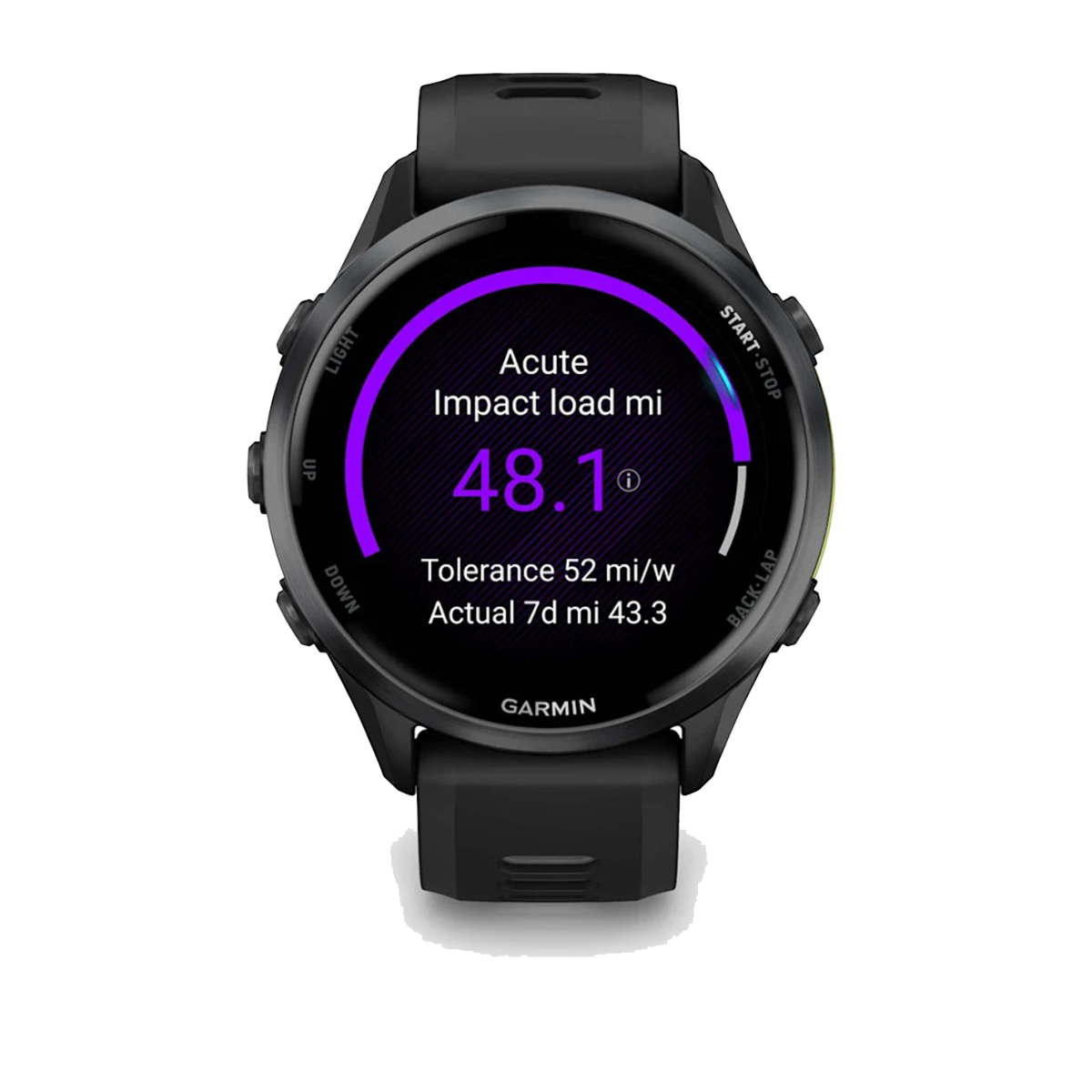 Garmin Forerunner 970 — Carbon Gray - Translucent Whitestone — Top View