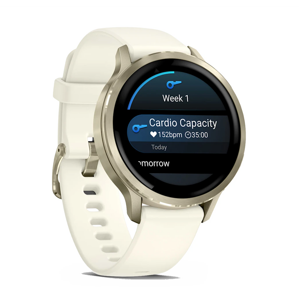 Garmin Venu 4 — Lunar Gold with Bone — Size 41 mm — Back View