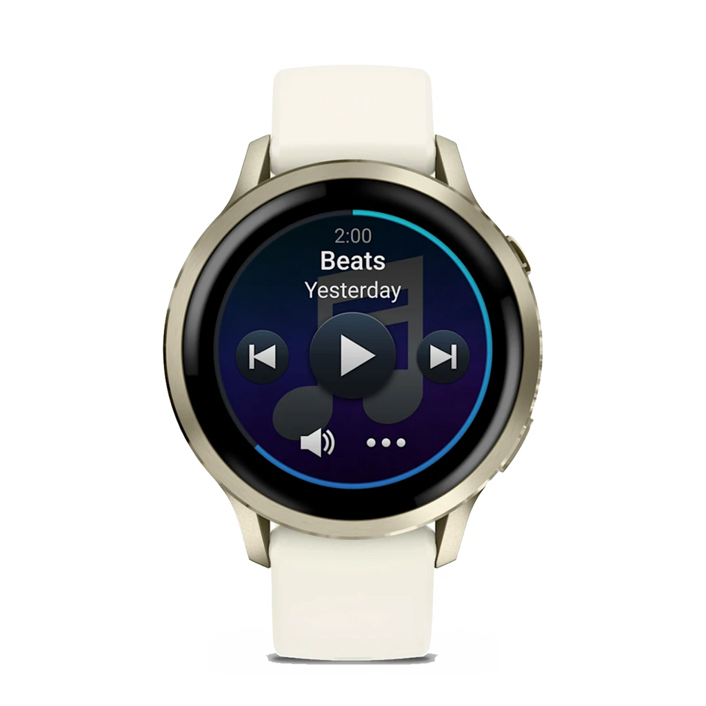Garmin Venu 4 — Lunar Gold with Bone — Size 41 mm — Top View