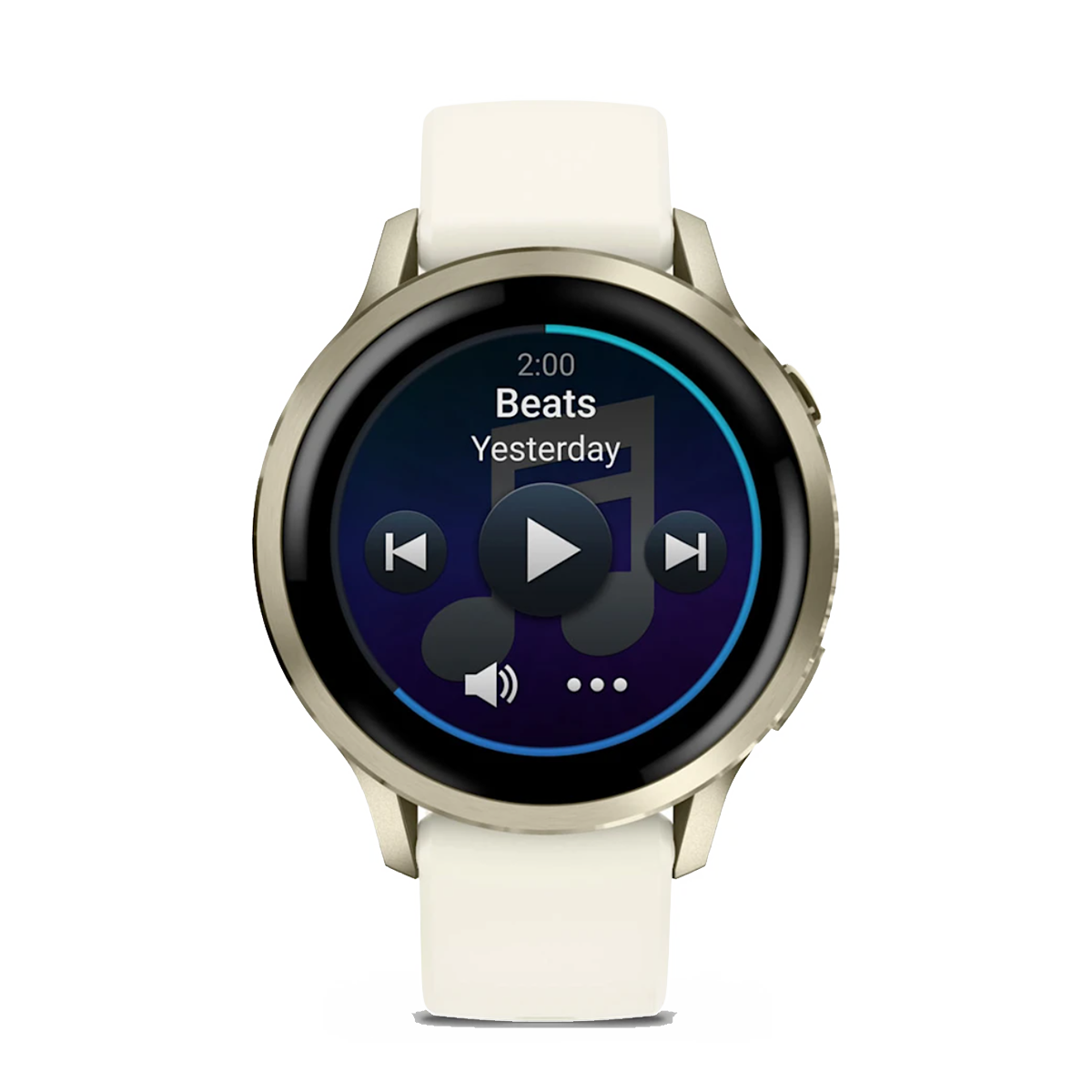 Garmin Venu 4 — Lunar Gold with Bone — Size 41 mm — Top View