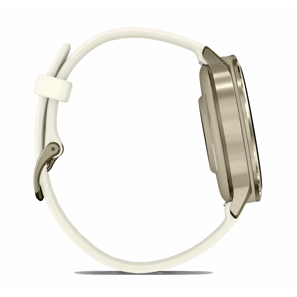 Garmin Venu 4 — Lunar Gold with Bone — Size 41 mm — Detail View