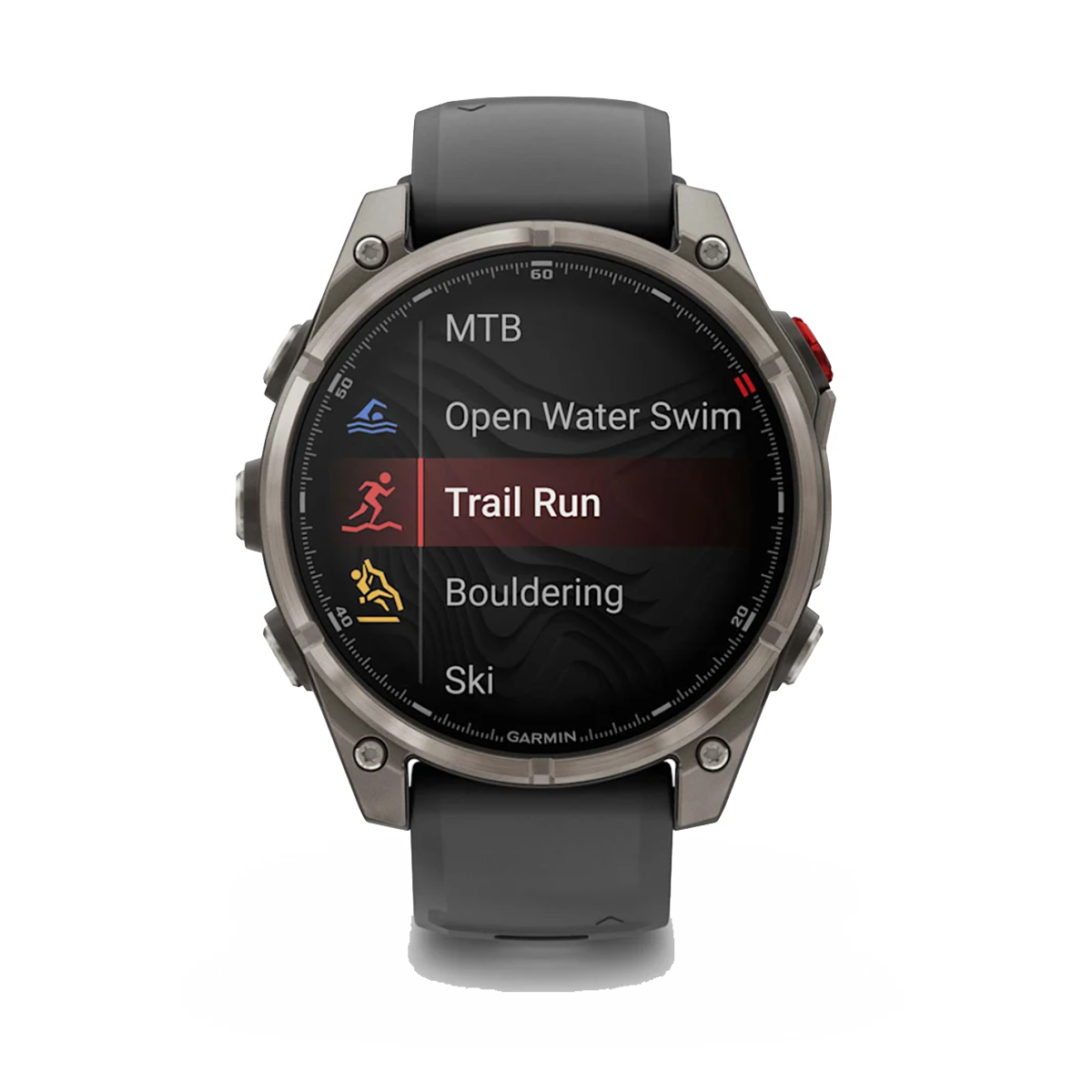 Garmin Fenix 8 Pro Amoled — Carbon — Size 47 mm — Top View