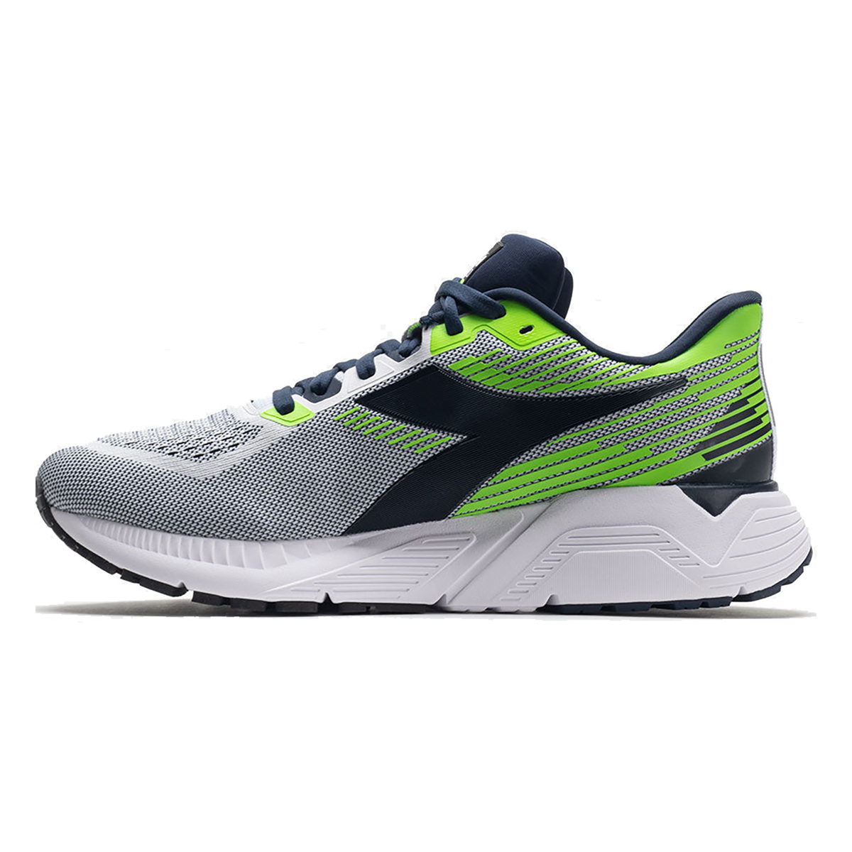 Diadora Mythos Blushield Vigore — White - Black Iris - Neon Mint — Size D — Width 10 — Alternate View 11