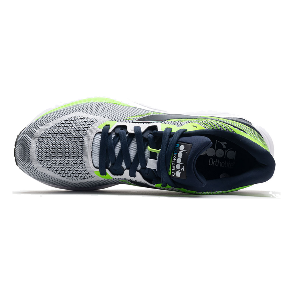 Diadora Mythos Blushield Vigore — White - Black Iris - Neon Mint — Size D — Width 10 — Alternate View 12