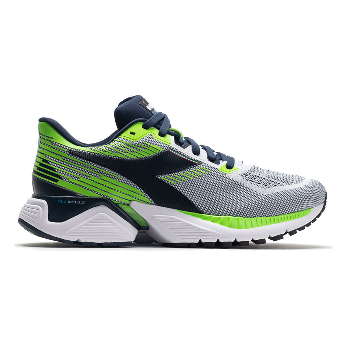 Diadora Mythos Blushield Vigore — White - Black Iris - Neon Mint — Size D — Width 10 — Alternate View 10