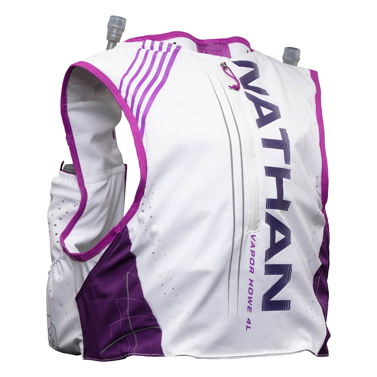 Nathan VaporHowe 2 4L Insulated Race Vest — White - Purple Cactus - Majesty — Size Large — Front View