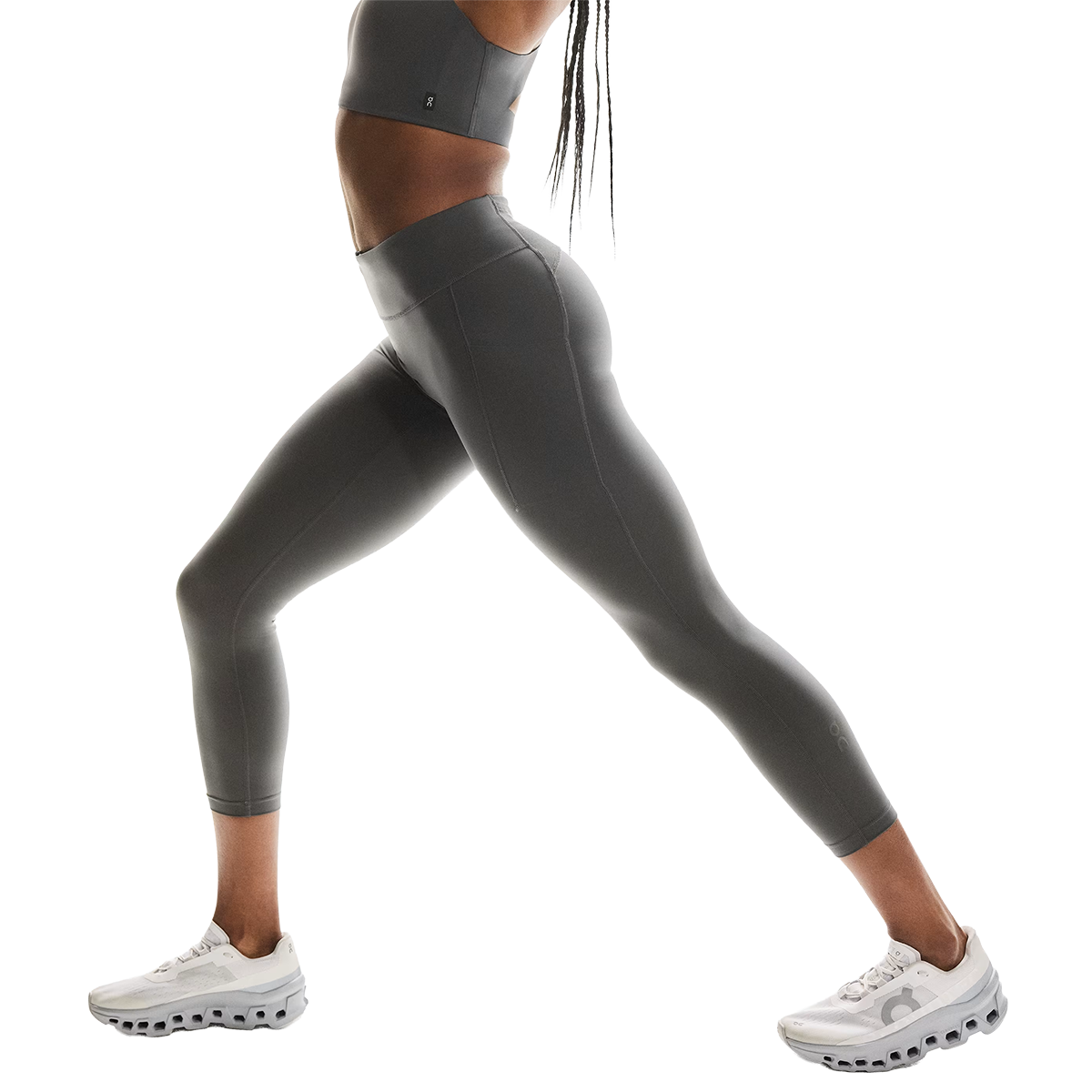 On Performance Tights 7/8 — Black — Size Large — Side View