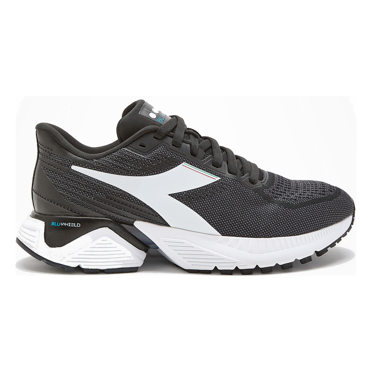 Diadora Mythos Blushield Vigore — White - Navy - Yellow — Size B — Width 10 — Front View