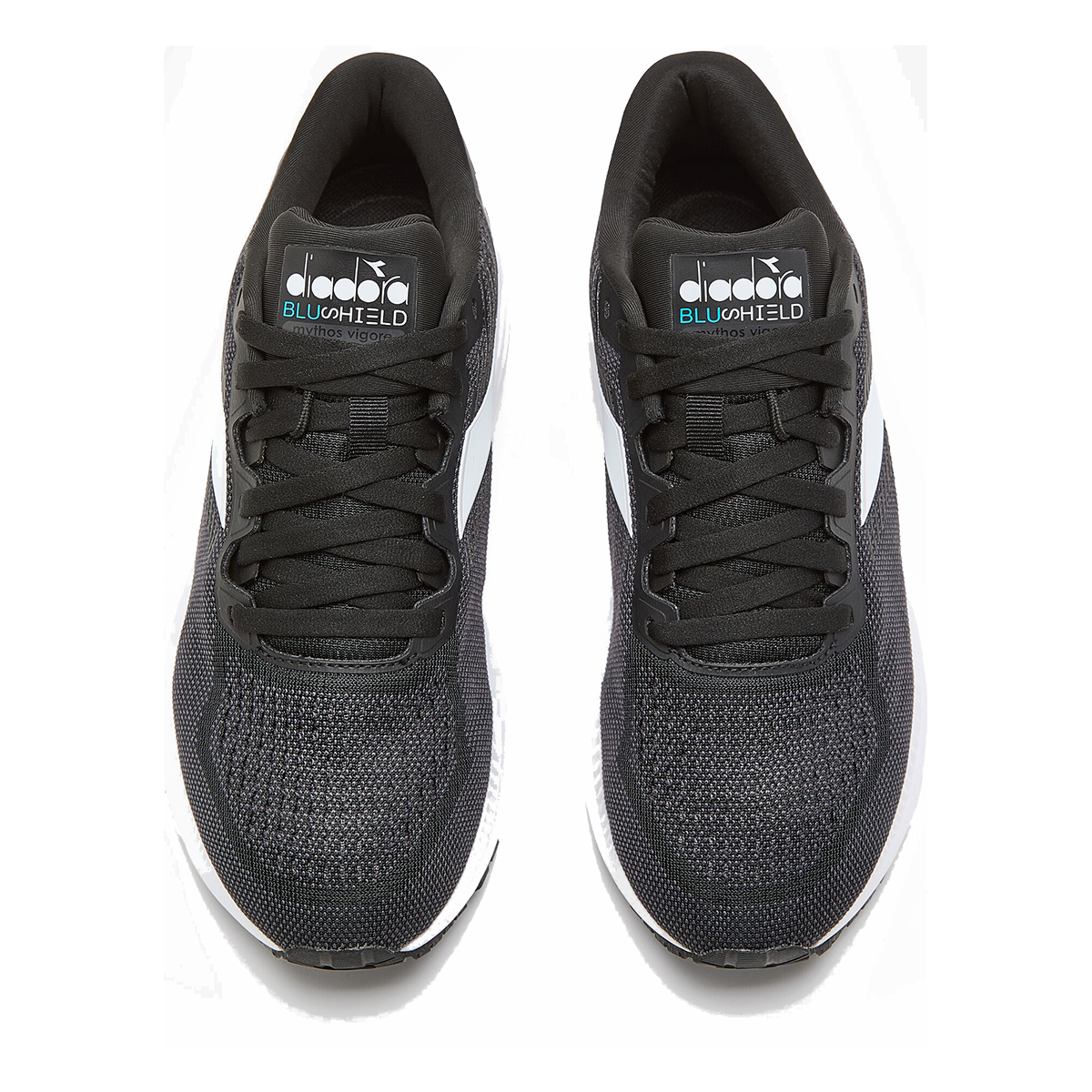Diadora Mythos Blushield Vigore — White - Navy - Yellow — Size B — Width 10 — Back View