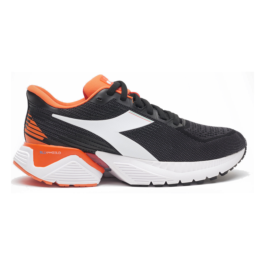 Diadora Mythos Blushield Vigore — White - Navy - Yellow — Size B — Width 10 — Top View