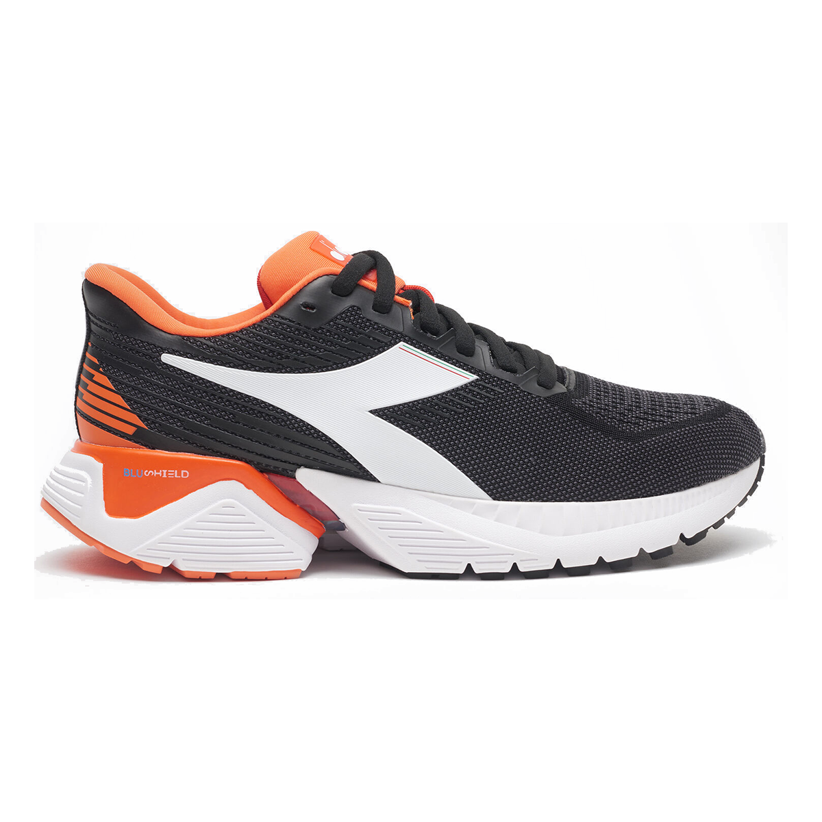 Diadora Mythos Blushield Vigore — White - Navy - Yellow — Size B — Width 10 — Top View