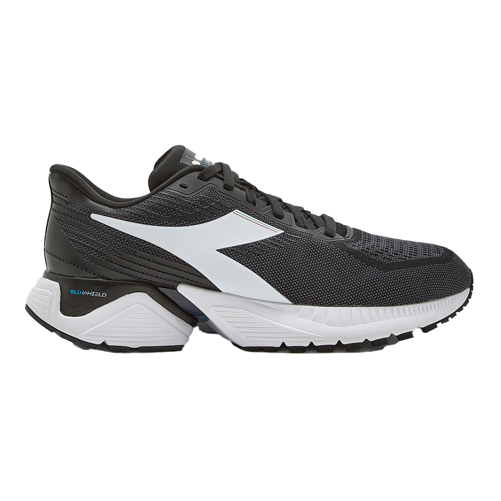 Diadora Mythos Blushield Vigore — White - Black Iris - Neon Mint — Size D — Width 10 — Front View