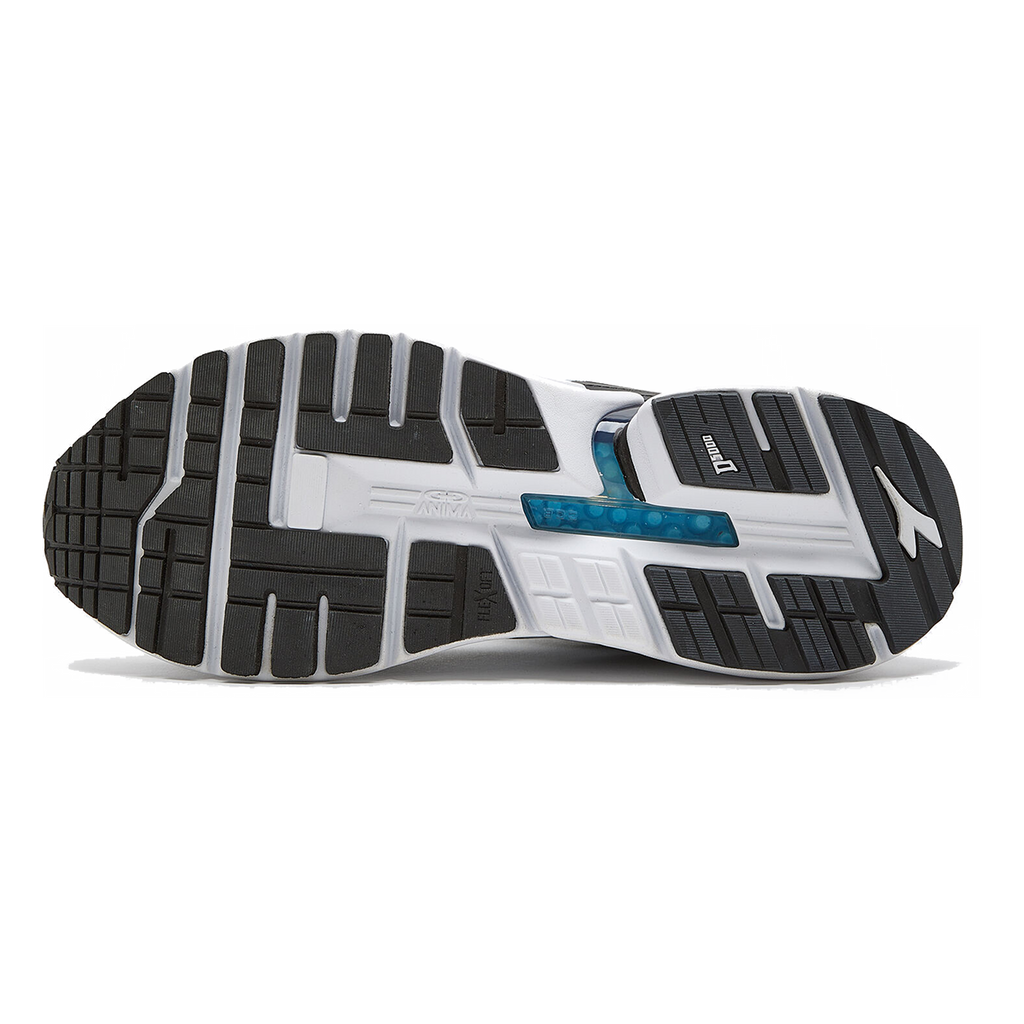 Diadora Mythos Blushield Vigore — White - Black Iris - Neon Mint — Size D — Width 10 — Back View
