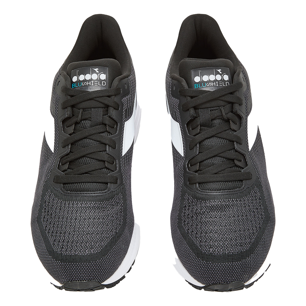 Diadora Mythos Blushield Vigore — White - Black Iris - Neon Mint — Size D — Width 10 — Side View