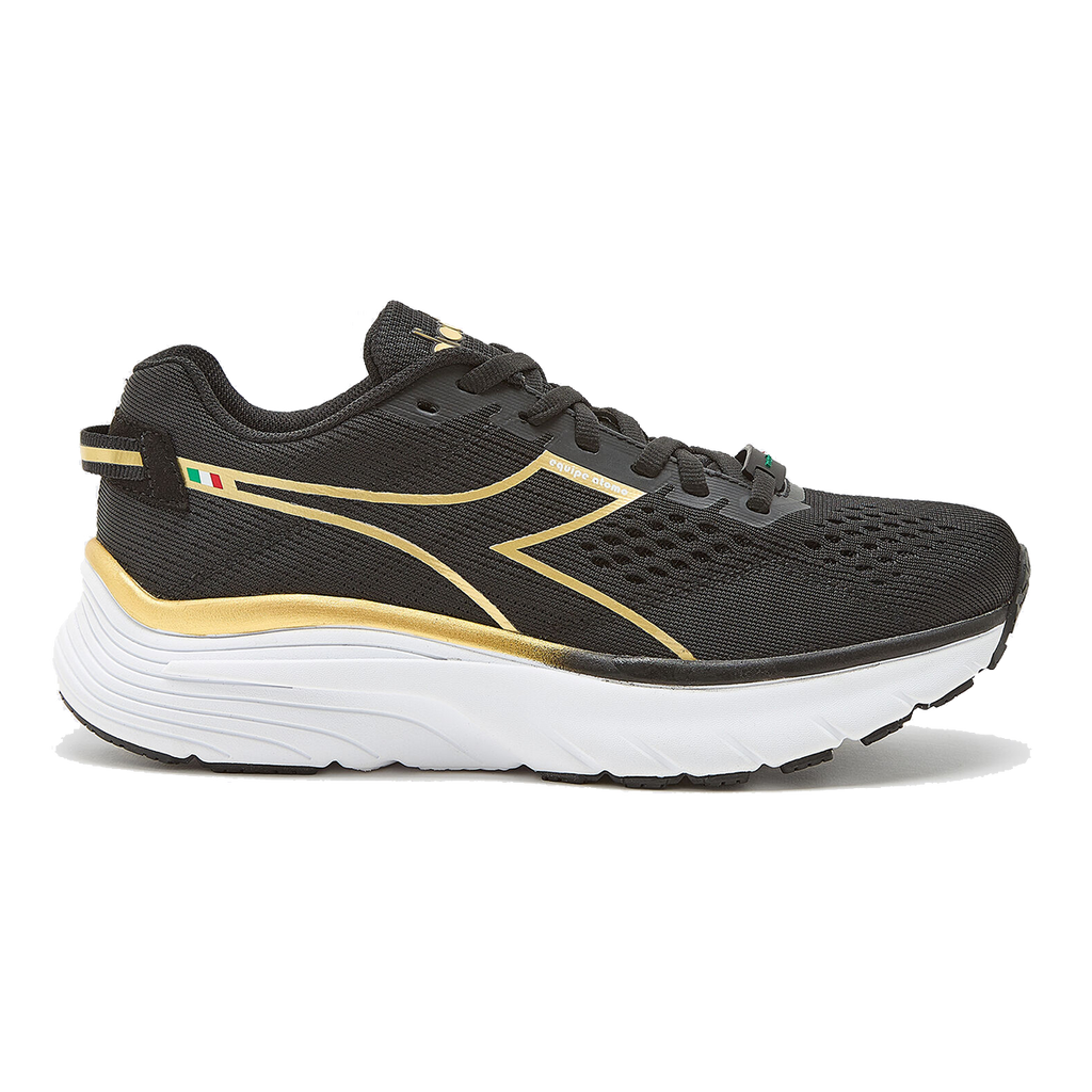 Diadora Equipe Atomo — White - Gold — Size B — Width 10 — Front View