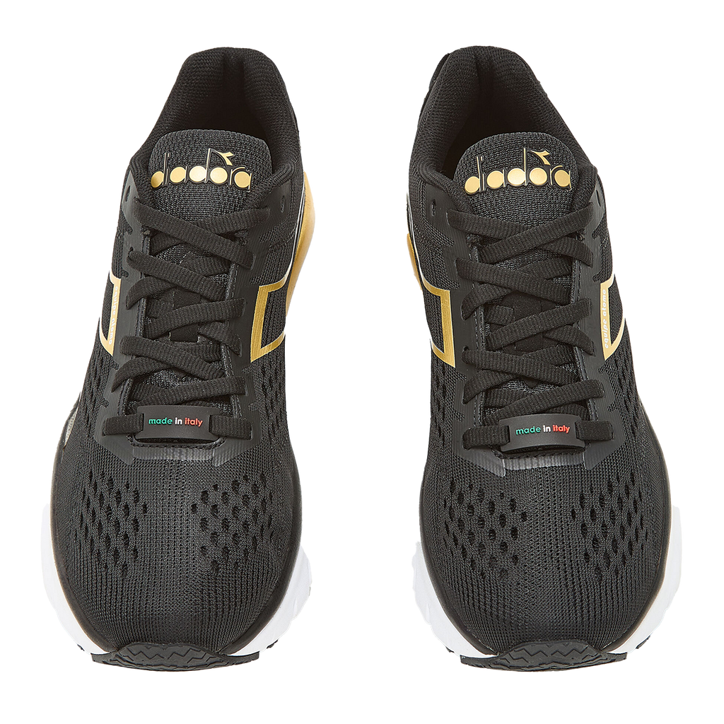 Diadora Equipe Atomo — White - Gold — Size B — Width 10 — Side View