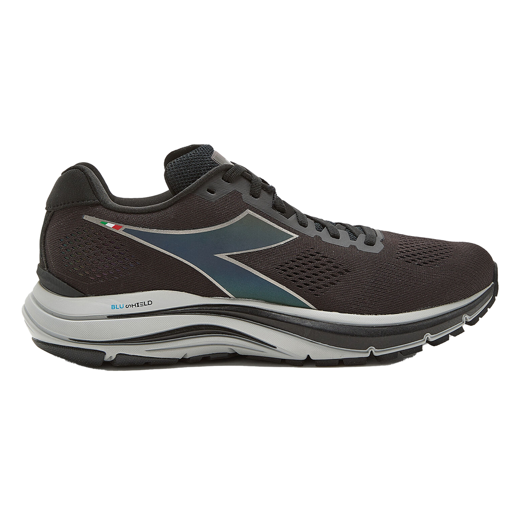 Diadora Mythos Blushield 7 Vortice HIP — Black - Silver — Size D — Width 8 — Front View