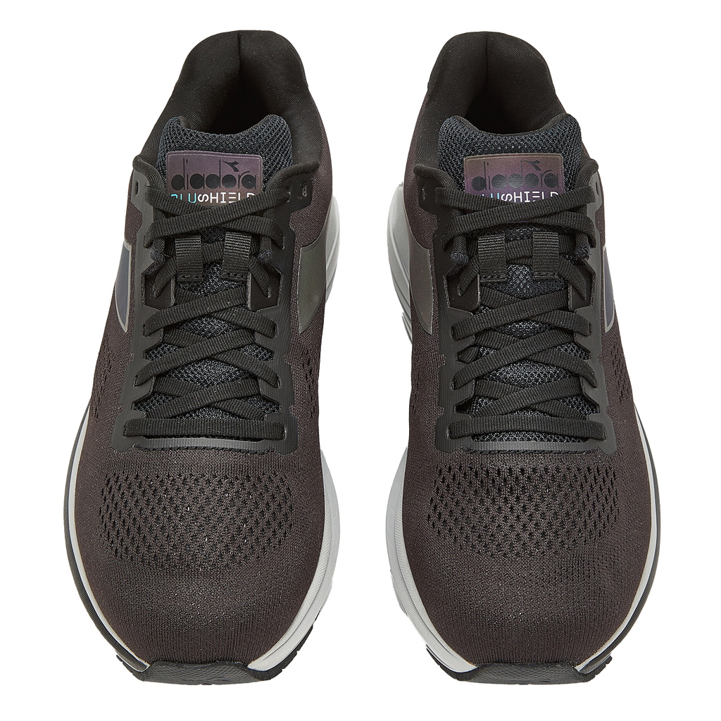 Diadora Mythos Blushield 7 Vortice HIP — Black - Silver — Size D — Width 8 — Side View