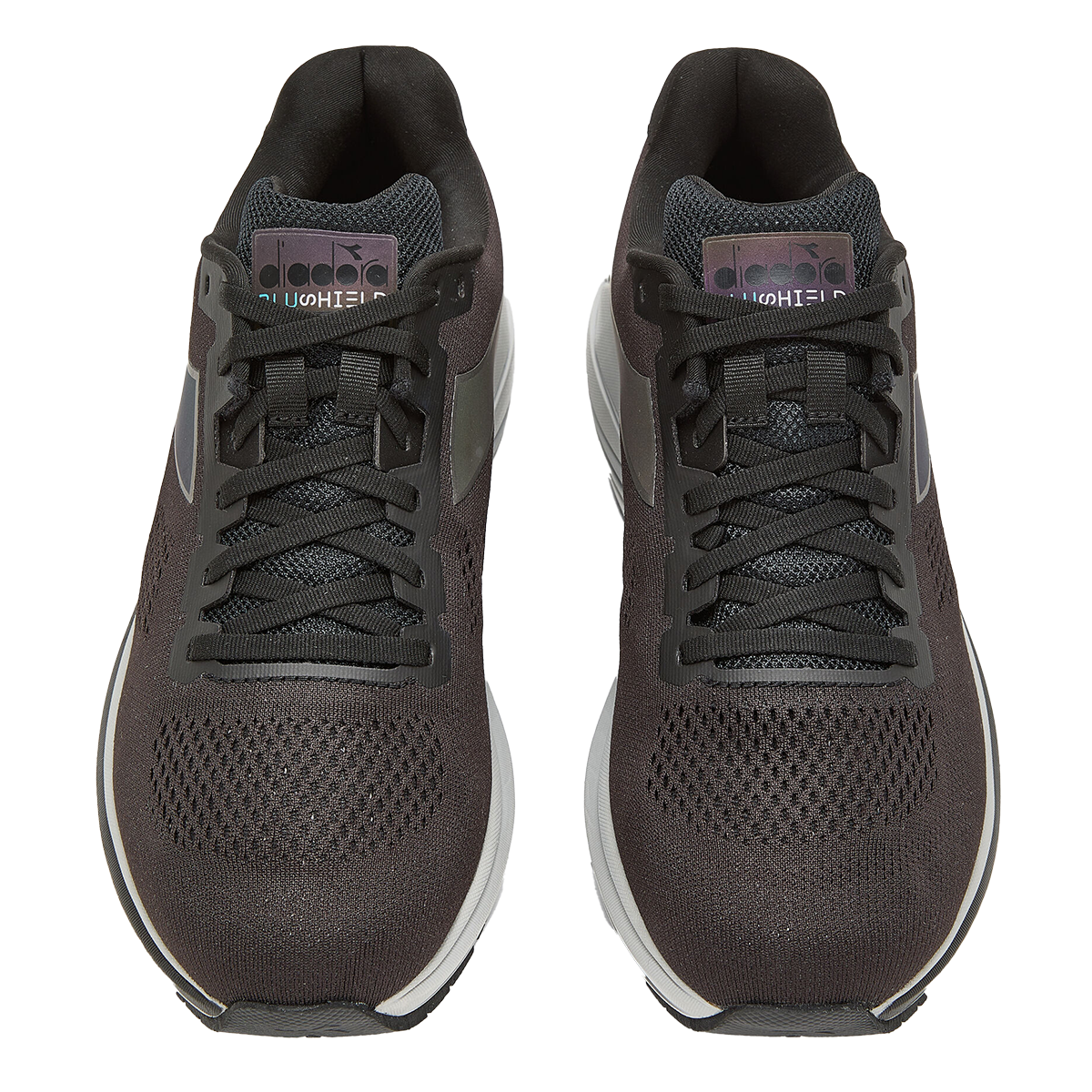 Diadora Mythos Blushield 7 Vortice HIP — Black - Silver — Size D — Width 8 — Side View