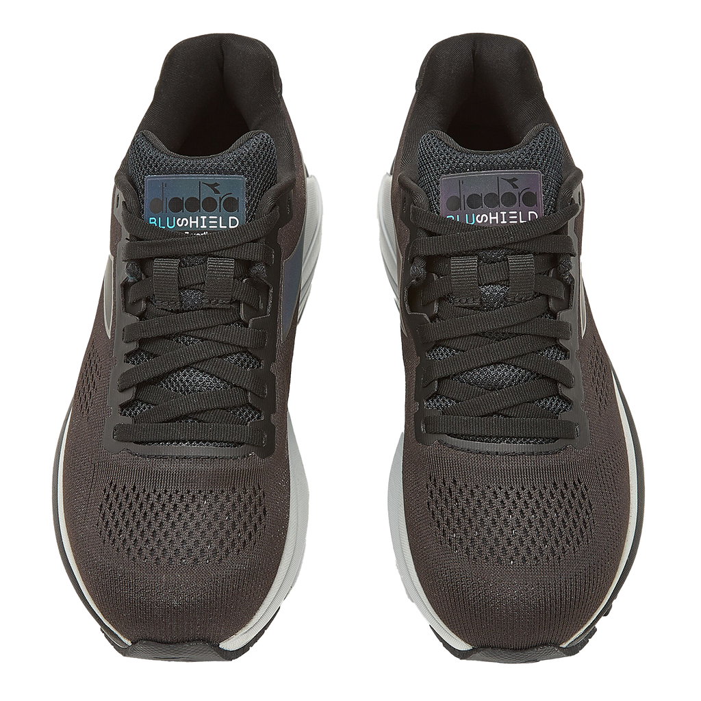 Diadora Mythos Blushield 7 Vortice HIP — Black - Silver — Size B — Width 6 — Side View