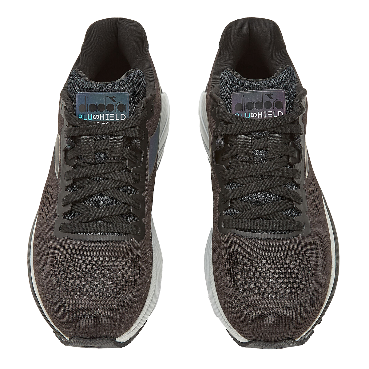 Diadora Mythos Blushield 7 Vortice HIP — Black - Silver — Size B — Width 6 — Side View