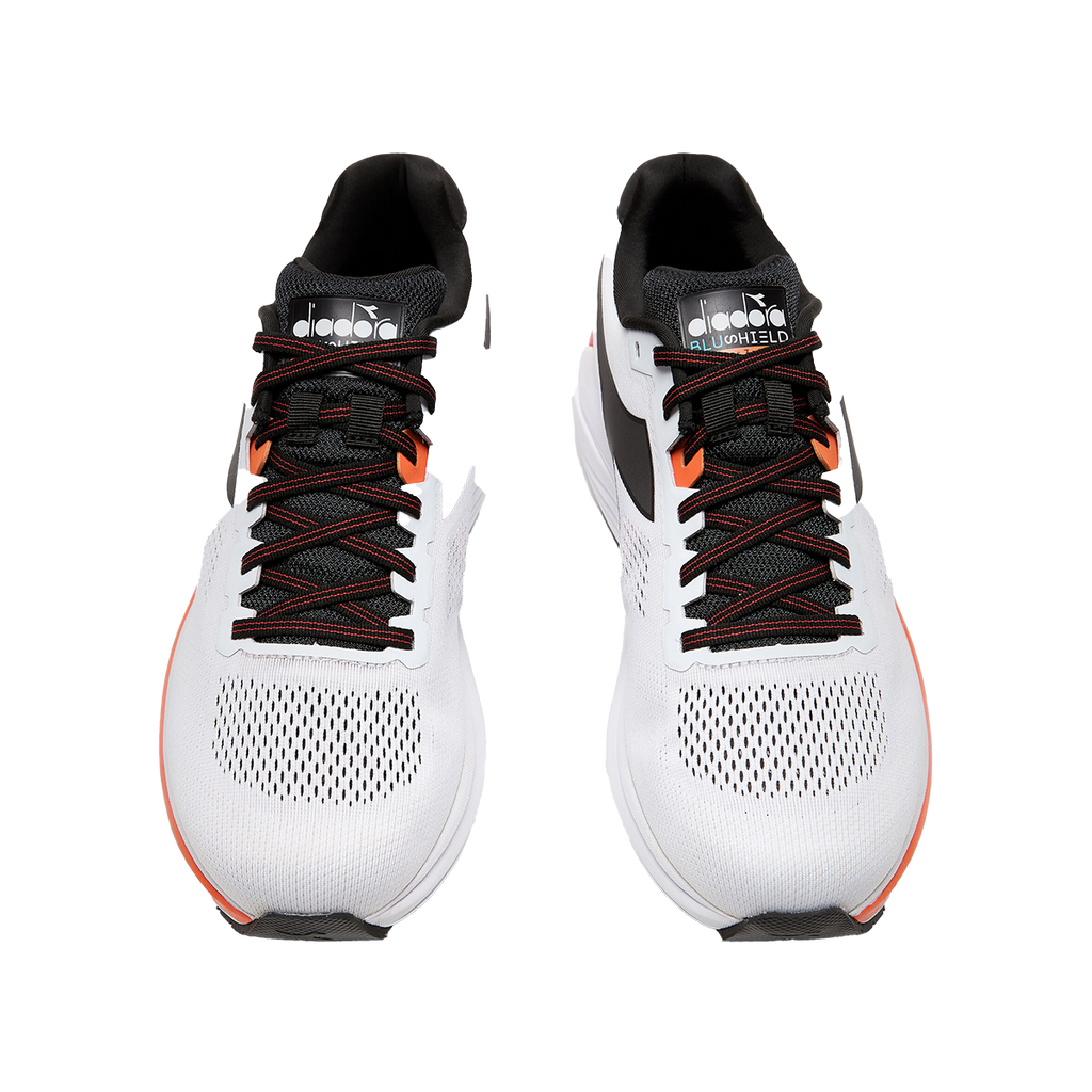 Diadora Mythos Blushield 7 Vortice — White - Black - Vermillion Orange — Size D — Width 9.5 — Alternate View 15