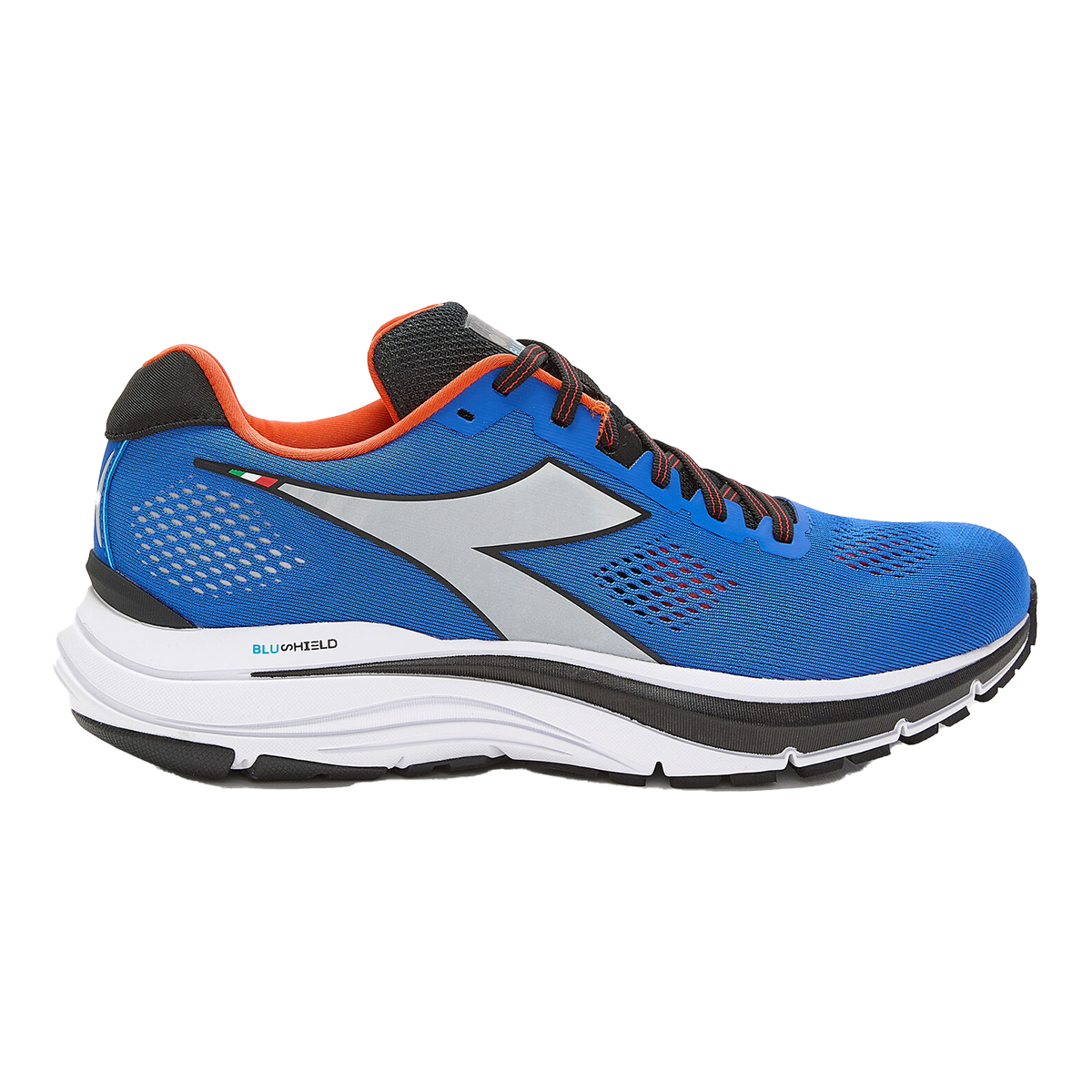 Diadora Mythos Blushield 7 Vortice — White - Black - Vermillion Orange — Size D — Width 9.5 — Alternate View 10