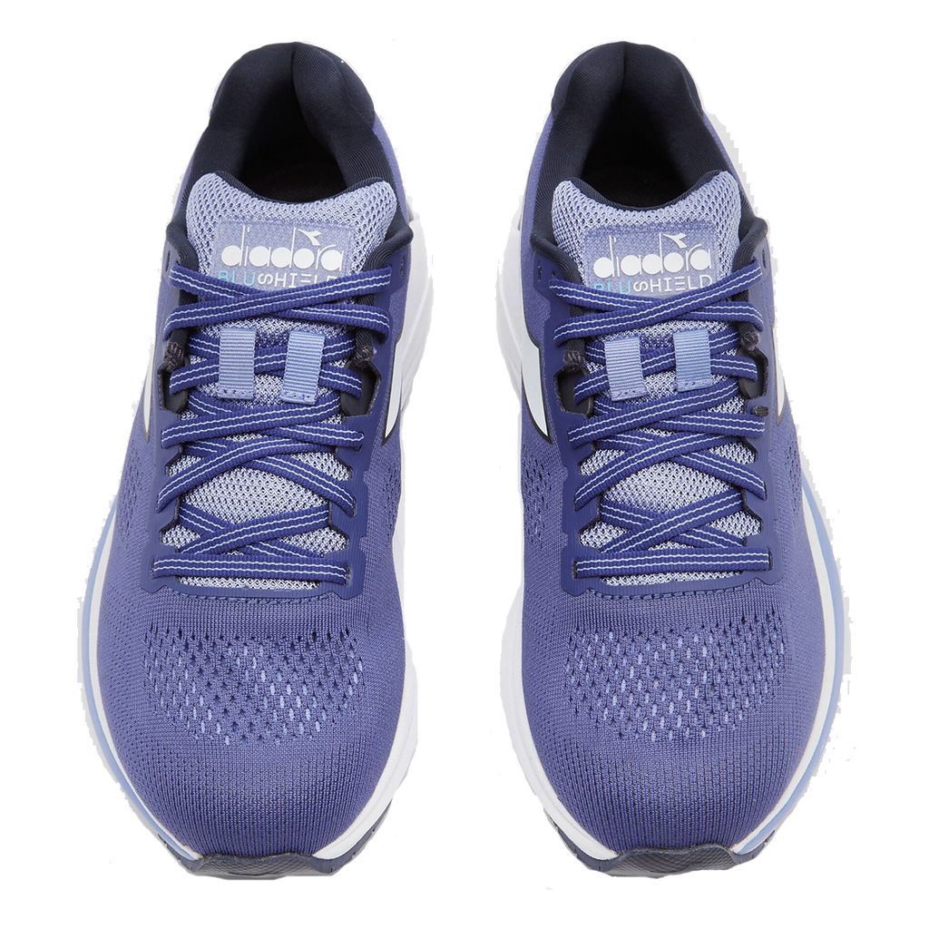 Diadora Mythos Blushield 7 Vortice — Navy Blue - White - Deep Periwinkle — Size B — Width 10 — Side View
