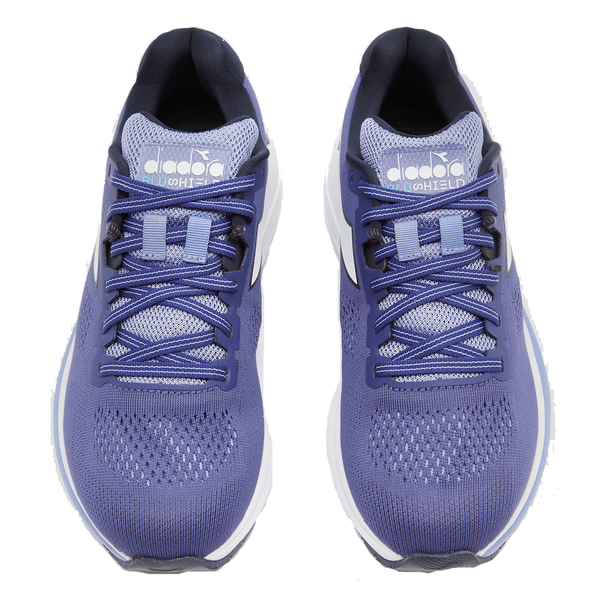 Diadora Mythos Blushield 7 Vortice — Navy Blue - White - Deep Periwinkle — Size B — Width 10 — Side View