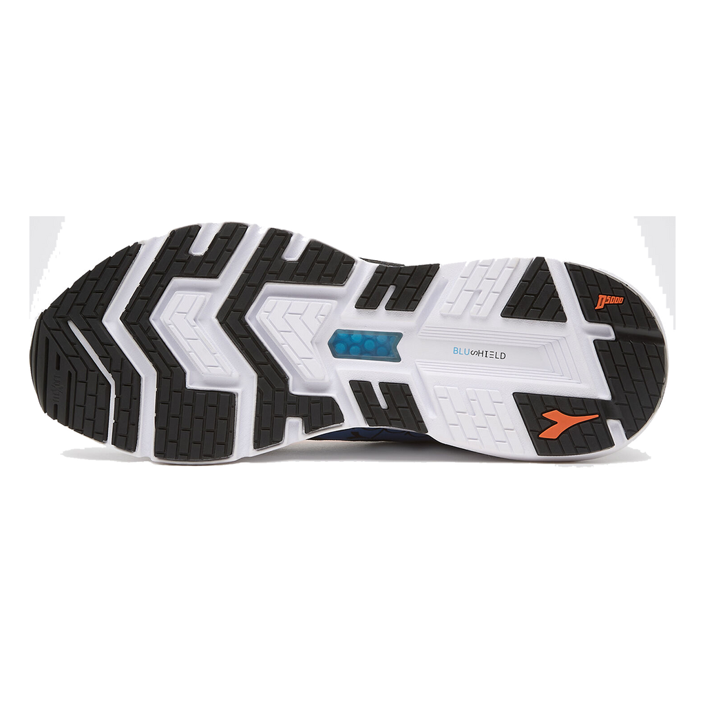 Diadora Mythos Blushield Volo 2 — Black - White - Orange — Size D — Width 11 — Back View