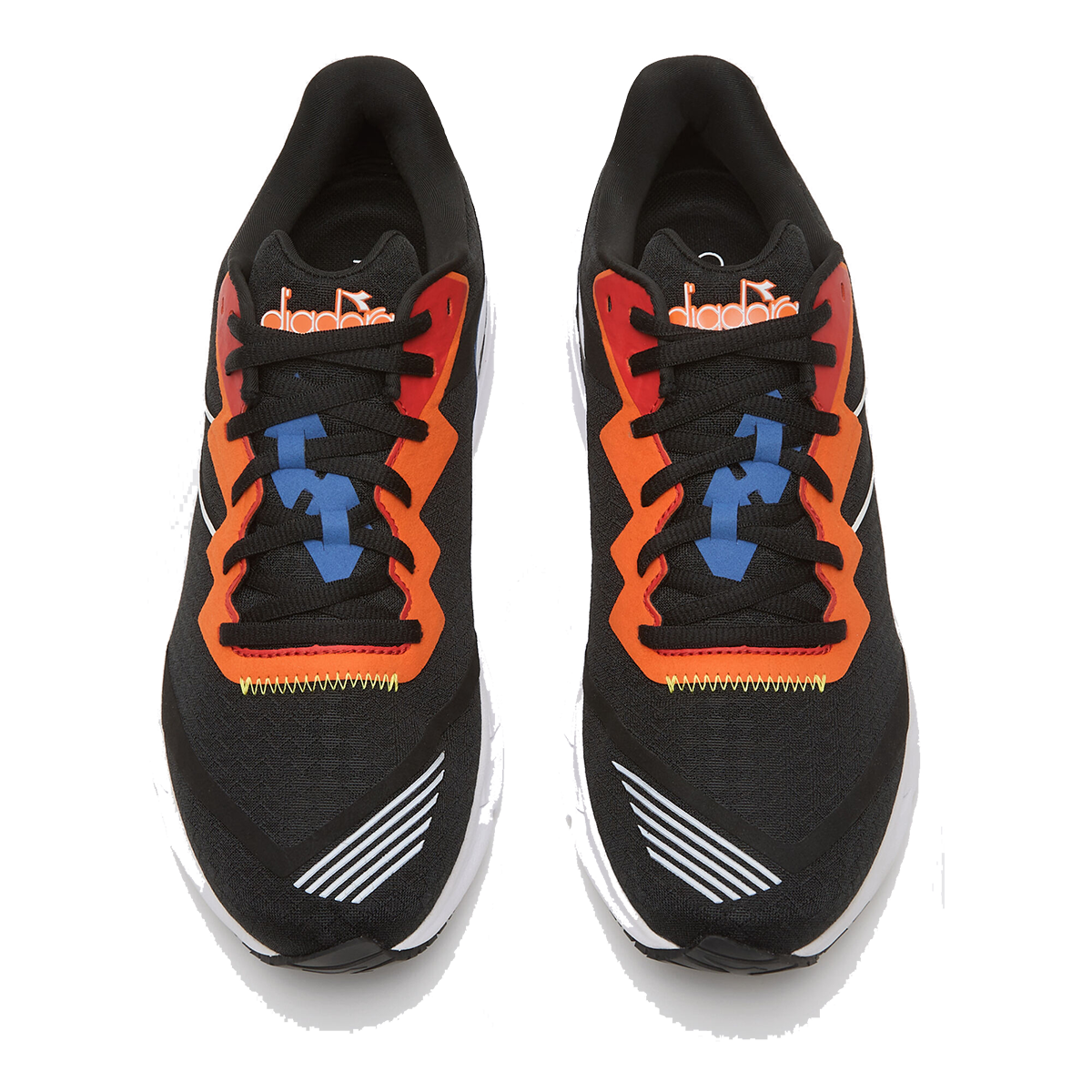 Diadora Mythos Blushield Volo 2 — Black - White - Orange — Size D — Width 11 — Side View