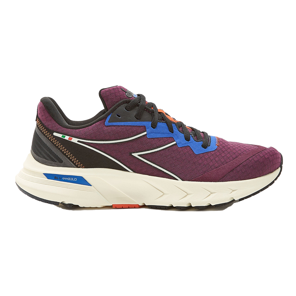 Diadora Mythos Blushield Volo 2 — Black - White - Orange — Size D — Width 11 — Top View