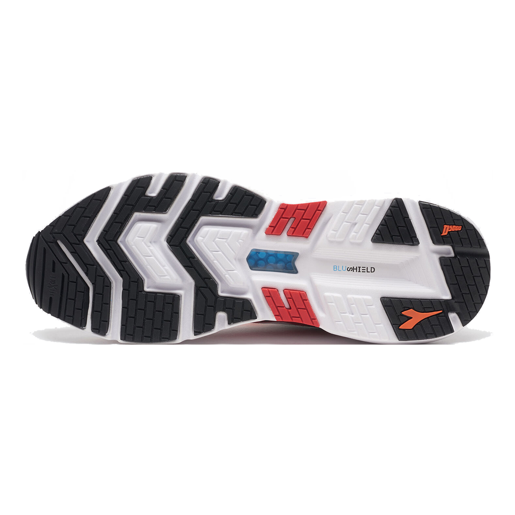Diadora Mythos Blushield Volo 2 — Deep Periwinkle - Neon Yellow — Size B — Width 10 — Lifestyle View