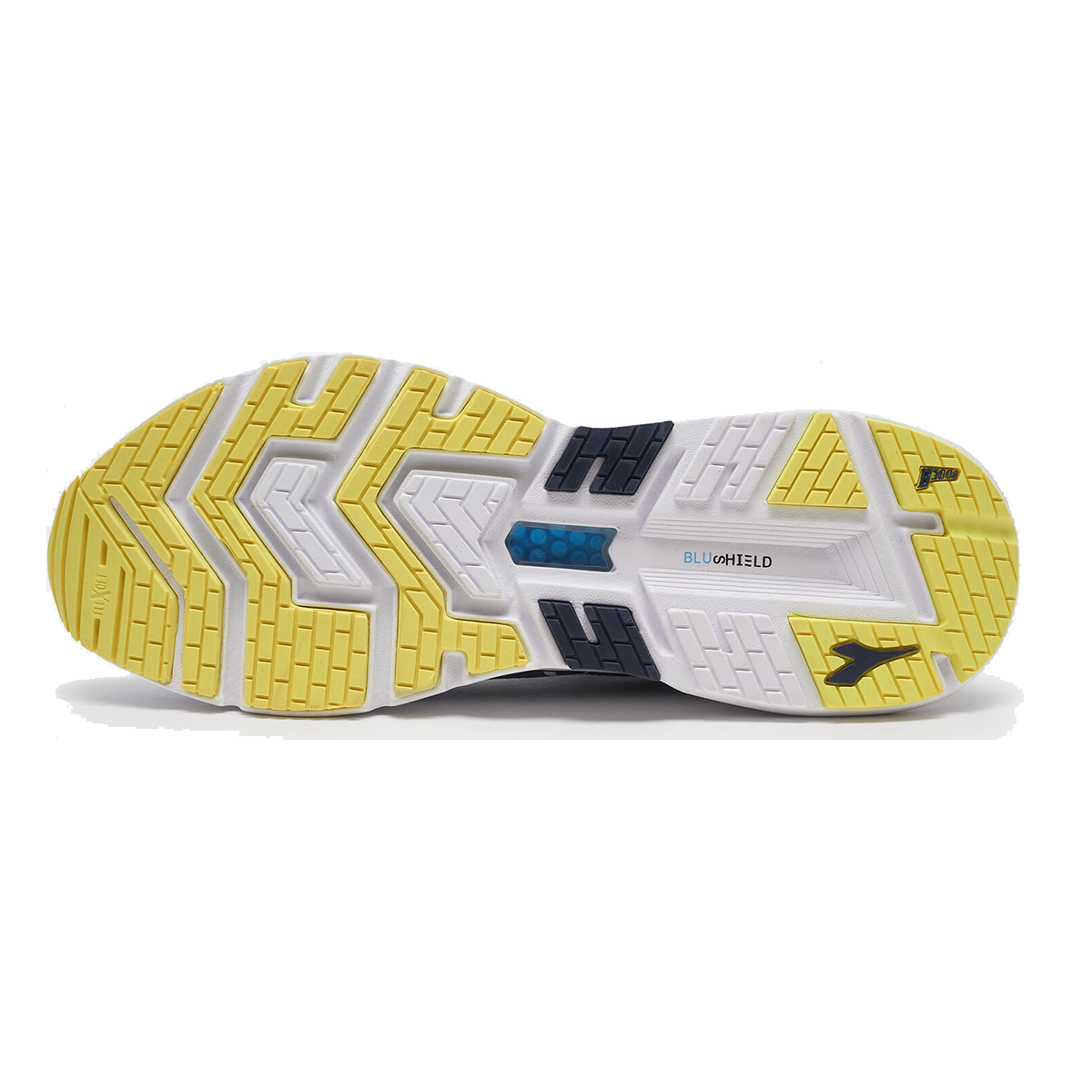 Diadora Mythos Blushield Volo 2 — Deep Periwinkle - Neon Yellow — Size B — Width 10 — Back View