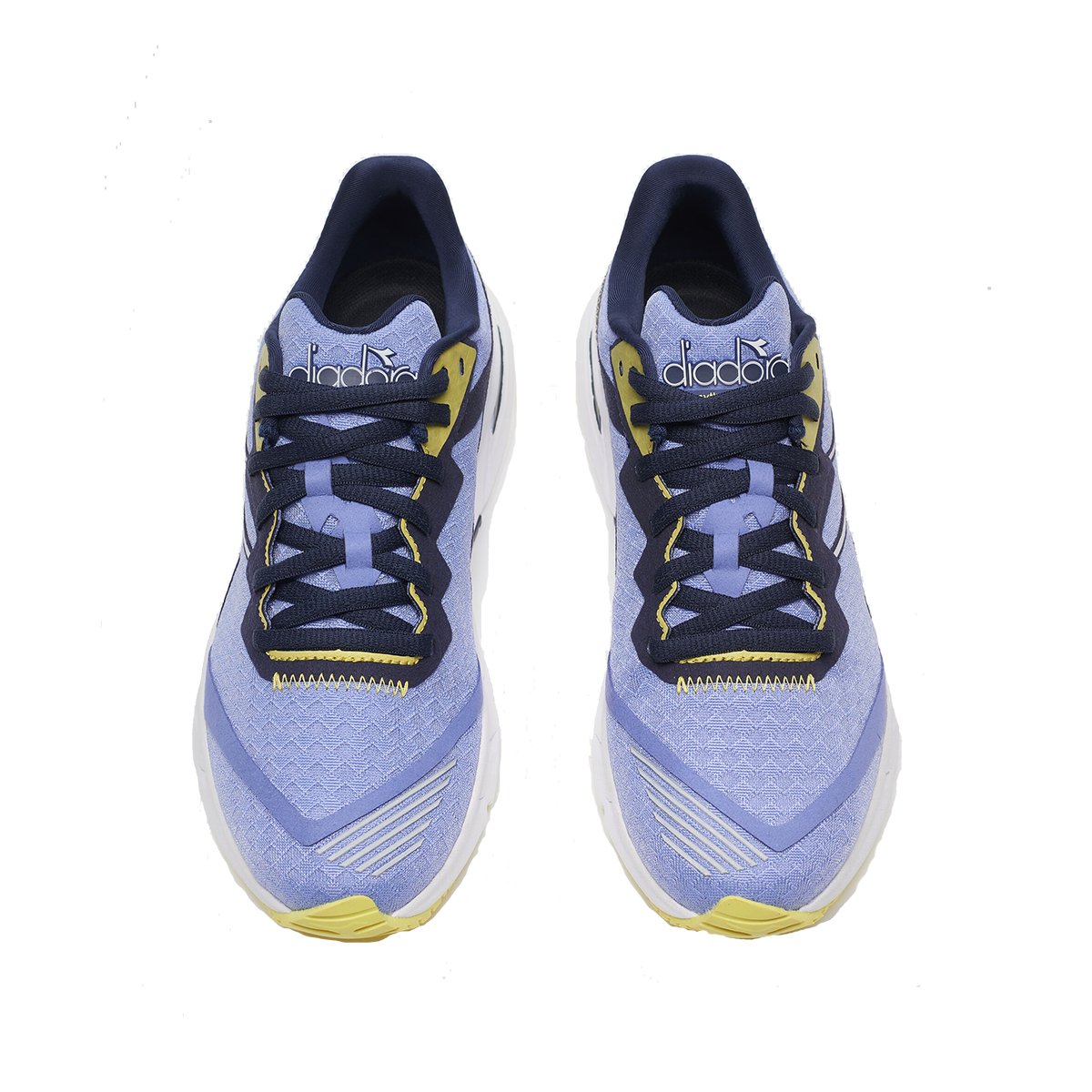 Diadora Mythos Blushield Volo 2 — Deep Periwinkle - Neon Yellow — Size B — Width 10 — Side View