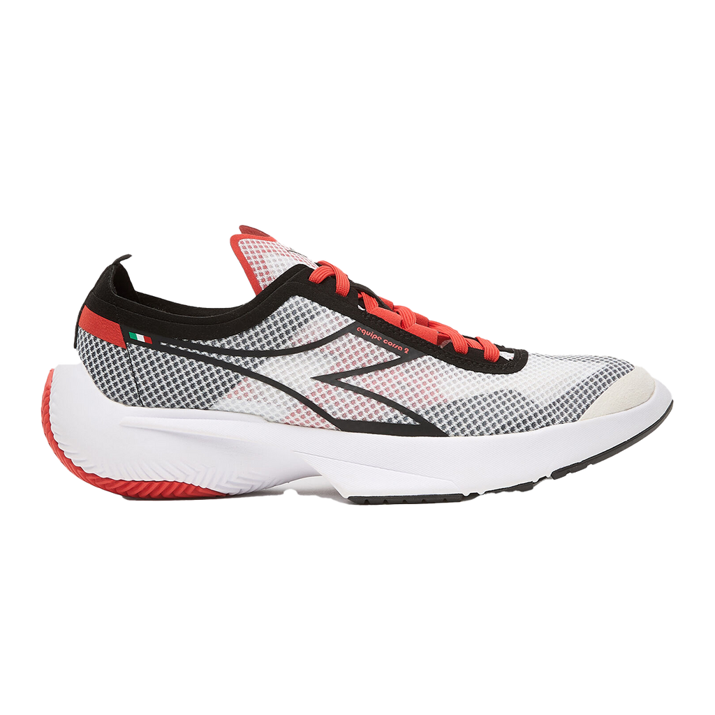 Diadora Equipe Corsa 2 — White - Black - Fiery Red — Size D — Width 6 — Front View