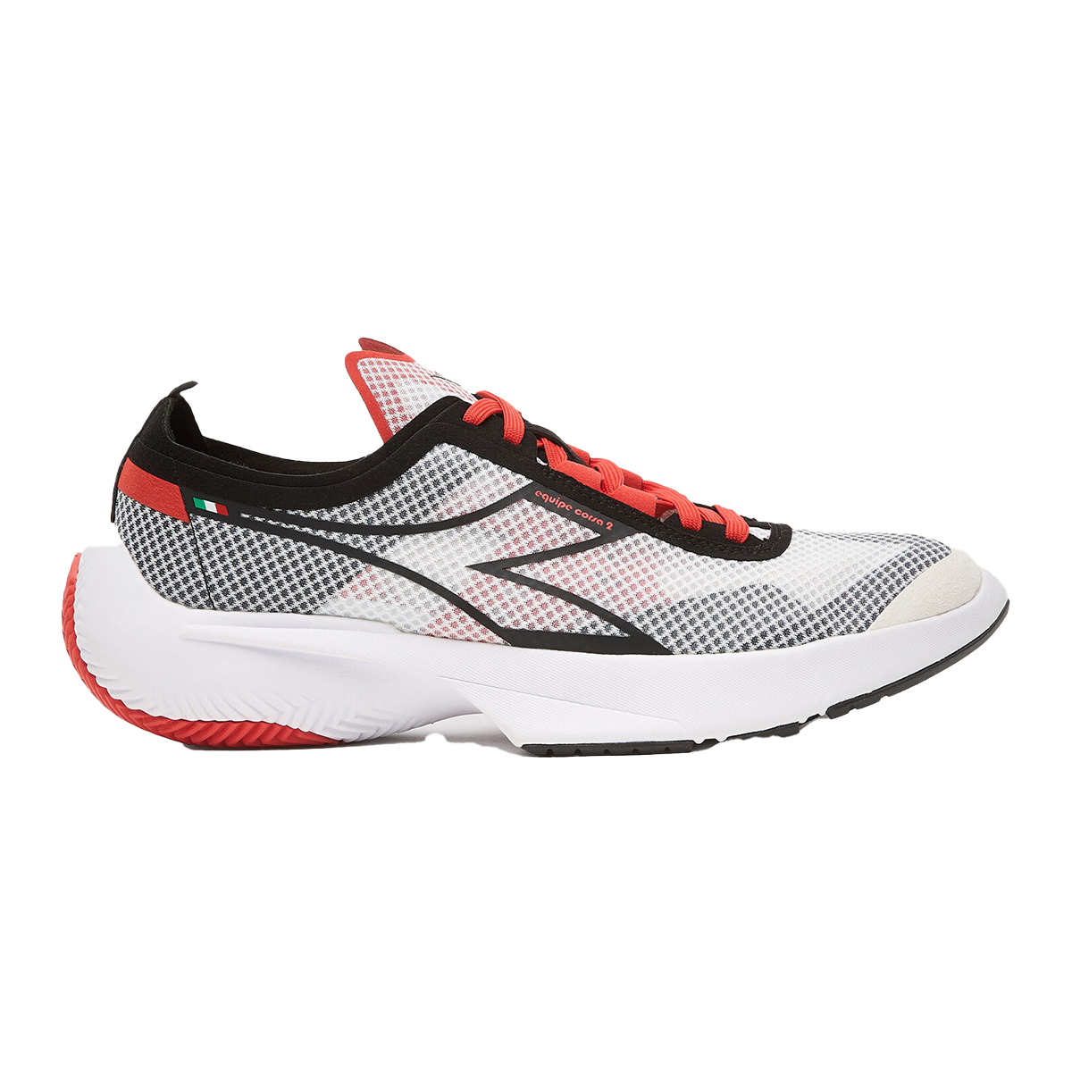 Diadora Equipe Corsa 2 — White - Black - Fiery Red — Size D — Width 6 — Front View