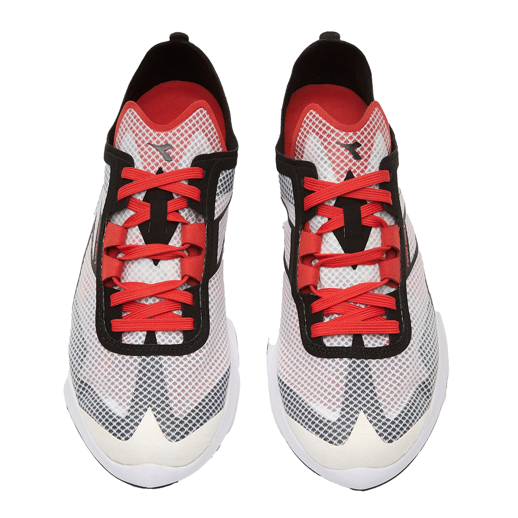 Diadora Equipe Corsa 2 — White - Black - Fiery Red — Size D — Width 6 — Side View