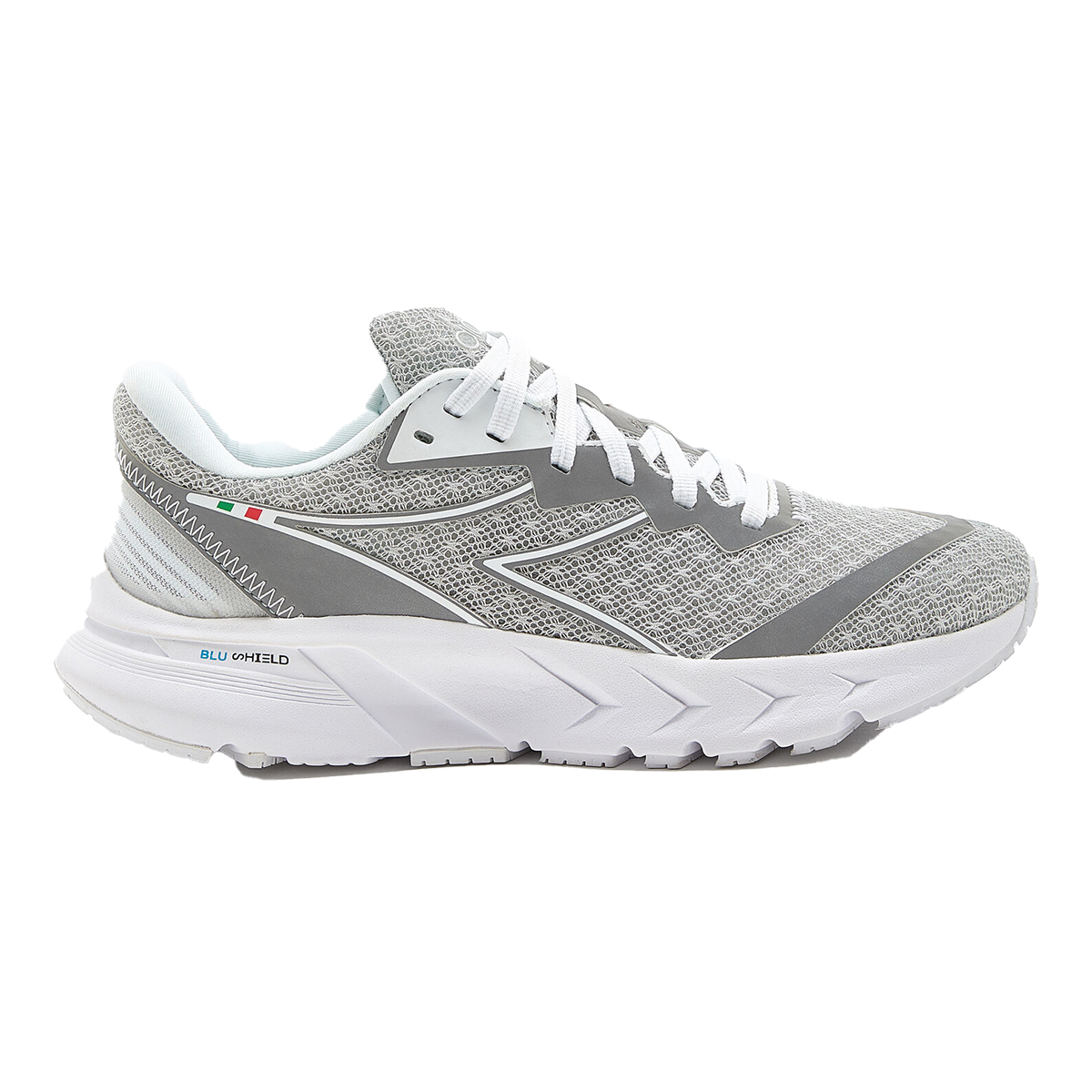 Diadora Mythos Blushield Volo 2 Glam — Silver DD - White — Size B — Width 5.5 — Top View